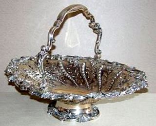 Sheffield repousse and pierced silverplate footed cake basket
